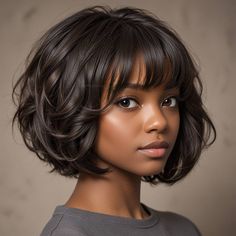 Bob Center Part, Fat Face Short Hair, African American Bobs Hairstyles, Hairstyles Round Face, Bobs Hairstyles, Medium Length Hair With Bangs, Classic Bob Haircut, Layered Haircuts For Women, Part Hair