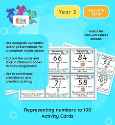 two cards with numbers to 100 and an activity card for the number 1 - 10