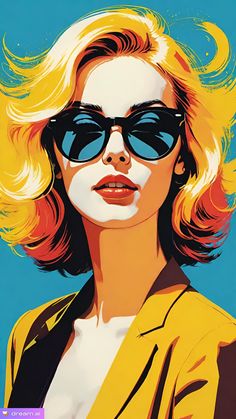 a painting of a woman wearing sunglasses