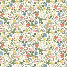 a flowery pattern with many different colors and sizes on it's surface, including flowers