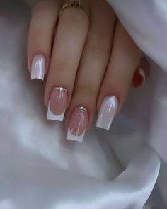 Nails For Receptionist, French Nail Wedding, Wedding Guest Nails Square, Nail Inspiration New Year, White Nail Ideas Square, Square Engagement Nails, Gel French Tip On Natural Nails, Elegant Formal Nails, Natural Nails Manicure Design