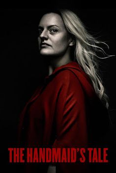 the handmaid's tale poster with a woman in red hoodie and black background