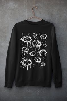 Alternative Style Crew Neck Sweatshirt For Alternative Fashion, Sweater Dark Academia, Goth Trad, Grunge Sweater, Kawaii Sweater, Alt Clothing, Trad Goth, Grunge Clothing, T Shirt Company