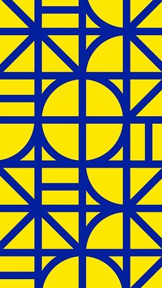 an abstract blue and yellow pattern with circles