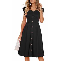 Lamilus Women's Casual Summer Ruffle Sleeve V-Neck Button Down A-Line Swing Party Dress Product Details Size: Small Color: Black Brand: No Brand Mpn: L026 Upc: Does Not Apply Ean: Does Not Apply * Department : Womens * Date First Available : March 29, 2021 Bohemian Style Party, Strapless Ruffle Dress, Fall Family Photo Outfits, Creative Things, Fall Family, Easy Breezy, Vintage Elegant, Button Down Dress, Fall Photos