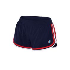 KICK IT UP OR JUST KICK BACK. Retro-inspired shorts keep you cool as you hit your goals in or out of the gym. Made for all your sweaty pursuits, quick drying, lightweight shorts wick sweat and resist odor. Silky, built-in liner for just enough coverage and comfort as you push through your final rep. Wide knit waistband adjusts with a pull of the infinity drawcord and has a handy back zip key pocket. Size: XS.  Color: Blue.  Gender: female.  Age Group: adult. Bottom Workout, Varsity Style, C Logo, Lightweight Shorts, Champion Hoodie, Asics Women, Training Shorts, Sport Soccer, In The Gym