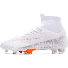 the new nike vapor meral soccer shoe is shown in white and infrared orange colors