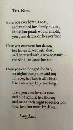 a poem written in black ink on white paper with the words,'the rose '