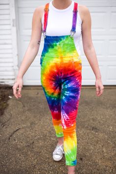 Tie Dye Overalls Women's Tie Dye Overalls Rainbow Overalls Slim Fitting With Comfortable Stretch Hippie S-3XL Overalls - Etsy Rainbow Overalls, Tie Dye Overalls, Clowncore Kidcore, Rainbow Gifts, Overall Jeans, Dye Patterns, Tie Dye Fashion, Dream Fashion, How To Tie Dye