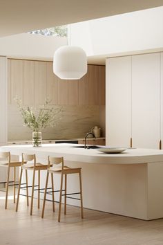 the kitchen is clean and ready to be used as a dining room or office space