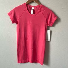 Nwt Lululemon Swiftly Tech Short Sleeve Shirt 2.0 Glaze Pink/Glaze Pink Size 4 Price Is Firm, No Offers Please Pink Lululemon Shirt, Dance Wishlist, Lulu Wishlist, Lululemon Wishlist, Lulu Shirt, Popular Clothes, Lulu Outfits, Lululemon Shirts, Lululemon Swiftly Tech Short Sleeve