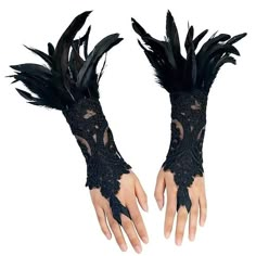 Victorian Vampire Costume, Raven Costume, Crow Costume, Lace Fingerless Gloves, Victorian Vampire, Womens Cosplay, Bird Costume, Evening Accessories, Fancy Costumes