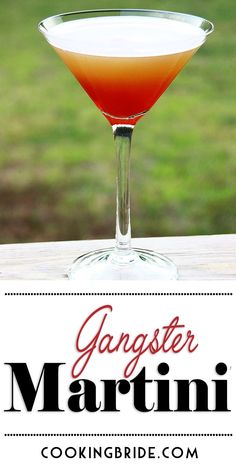 a cocktail in a coupe glass with the words gargoster martini on it