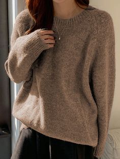 Women's Solid Color Round Neck Dropped Shoulder Long Sleeve Loose Casual Sweater, Autumn/Winter Camel Casual  Long Sleeve Knitted Fabric Plain Pullovers Medium Stretch  Women Clothing, size features are:Bust: ,Length: ,Sleeve Length: Camel Sweater, Punk Woman, Sweater Autumn, Stocking Tights, Casual Sweater, Womens Tights, Quilt Cover Sets, Casual Sweaters, Inspiration Mode