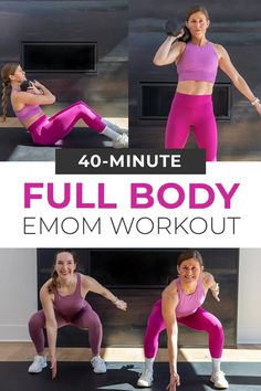 the full body woman workout is shown in four different poses