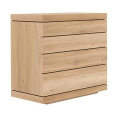 a wooden chest of drawers on a white background