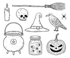 halloween coloring pages with pumpkins, witches and other things to color on the page