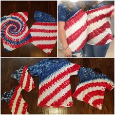 the american flag shirt is being made with red, white and blue dye on it