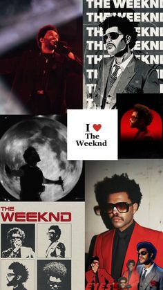 the weeknd collage with pictures and words on it, including an image of a man