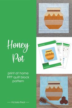 the honey pot pattern is shown with instructions for how to make it and print them