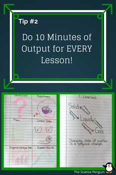 two pictures with the words do 10 minutes of output for every lesson on top and bottom