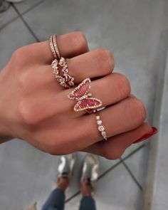 14kt rose gold and diamond pink tourmaline butterfly ring – Luna Skye Dope Jewelry, Jewelry Lookbook, Cute Rings, Delicate Jewelry, Girly Jewelry, Jewelry Inspo, Dream Jewelry, Pretty Jewellery, Piercing Jewelry