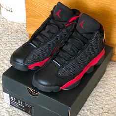 Jordan 13 Breds For Sale. Great Condition, 100% Authentic, Comes With Original Box. Only Worn Once. Retro 13, Shoes Jordan, Womens Jordans, Jordan 13, Jordan Retro, Jordan Shoes, Athletic Shoes, Original Box, Jordan