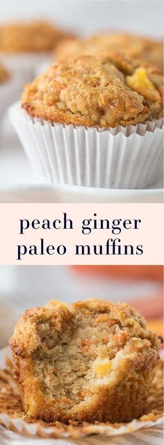 peach ginger paleo muffins on a plate