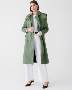 Petite double-breasted trench coat Black Cashmere Sweater, J Crew Style, Double Breasted Trench Coat, Classic Denim Jacket, Cargo Jacket, Trench Coats Women, Menswear Inspired, Field Jacket, Women's Coats & Jackets