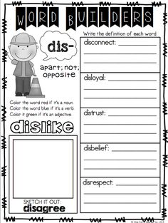 the word builder worksheet for students to use in their writing and spelling skills