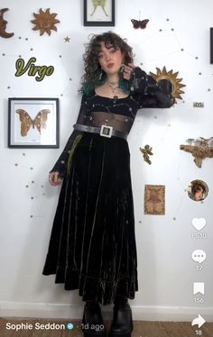 Whimsigothic Winter Outfits, Wizard Style, Whismgoth Outfits, Goth Outfit Inspo, Boho Witch, Goth Fits, Vintage Halloween Costume, Fall Fits