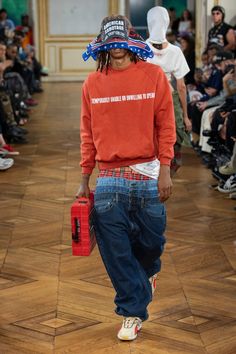 American Sabotage by AWGE Spring 2025 Ready-to-Wear Runway, Fashion Show & Collection Review [PHOTOS] Paris Fashion Week Men, A$ap Rocky, Black Men Street Fashion, Men Street Fashion, Asap Rocky, Moda Paris, Embellished Jeans, Runway Collection