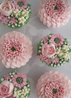 some pink flowers and green leaves on top of a white surface with the words piping techniques