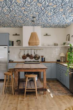 the kitchen is clean and ready to be used as a dining room or family room