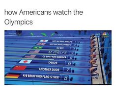 an olympic swimming pool is shown with the names of each team and how many americans watch the olympics