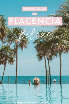 palm trees and the ocean with text that reads travel guide in placencia pelicaa