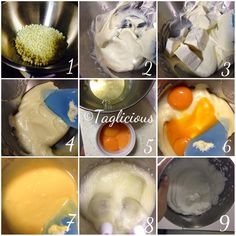 six pictures showing how to make an egg mixture