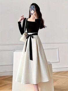 Ballerina Inspired Outfit Aesthetic, Modest Chic Outfits Classy, Types Of Long Sleeves, A-line Dress, Shoes With Long Dress, Types Of Dresses Chart, Aesthetic Dress Ideas, Formal Clothes Women, Church Clothes For Women