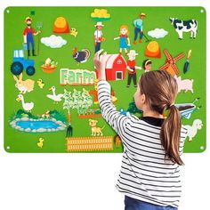 The toddler farm animal felt board measures 41.3 x 29.5 inches, it is not only a storytelling medium but also an animal felt toy for early preschool learning and storytelling. Children can use their imagination to create farm stories and learn about the farm. Children can move or rearrange farm animals on the felt board, allowing them to engage in imaginative play. Children's Educational Toys: Felt farm animal storyboards help enhance hands-on skills and develop language skills, children can use Diy Felt Board, Felt Board Stories, Felt Stories, Flannel Board, Felt Board, Farm Theme, Interactive Play, Smart Board, Activity Toys