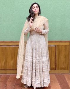 Engagement Dress For Women, Actress Lehenga, Bhoomi Pednekar, Gown Designs, Anarkali Dress Pattern, Simple Gowns, Traditional Indian Dress, Engagement Dress