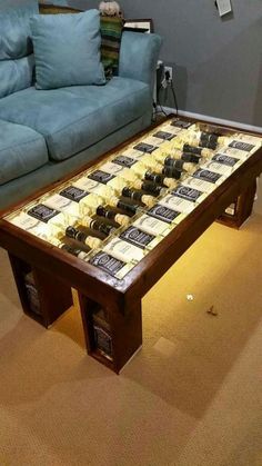 a coffee table that has some kind of chess board on it in front of a couch