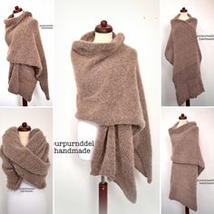 Info! ------Der Schal wird Doppel Fädig mit Hochwertiger Luxus Wolle Handgestrickt! Keine Strickmaschinen Ware!------ Wunderschöner, flauschig weicher Riesen Schal aus einer wunderbaren weichen Hochwertigen Wolle!  Super warm! Wie eine Decke! Du kannst es in vielen Möglichkeiten tragen!  Du wirst erstaunt sein, wie wunderbar dieser Schal flauschig weich und warm ist!  Schal - Schulterwärmer - Decke - Poncho- Tuch Meliertes Braun. Material: 77% Aplaca,23%Seide Der Schal ist 60cm breit und ca. 320 Winter Knit Wraps One Size, Knit Shawl Wrap For Winter, Knitted One-size Winter Wrap, One Size Knitted Winter Wraps, One Size Winter Knitted Wrap, One Size Knitted Wraps For Winter, Winter Shawl Knitting Pattern One Size, Cozy Knitted One-size Wraps, Cozy Knitted Wrap One Size