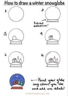 how to draw a winter snow globe for kids with instructions on how to draw it