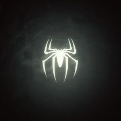 a spiderman logo is shown in the dark with white lines on it's face