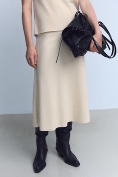 VOLUMINOUS SOFT MIDI SKIRT Zara Midi Skirt, Skirts Midi High Waisted, High Neck Top, Cardigan Sweater Dress, Shirt Blouses Tops, Blazer Vest, Blazer Dress, Zara United States, Trouser Jeans