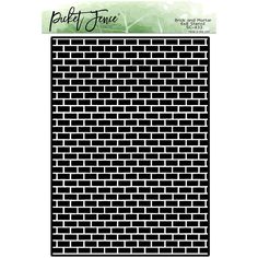 the crafter's workshop brick wall stencil is shown in black and white