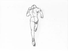 a drawing of a man running in the air