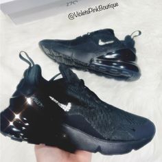 Custom Processing 1-2 Weeks Swarovski Nike Air Max 270 New With Tags And Box Nike Black Sneakers, Sneaker Gift Ideas, Bling Nike, All Black Nikes, Swarovski Nike, Air Max 90 Black, Black Nike Sneakers, Burgundy Nikes, Nike Vapormax Flyknit