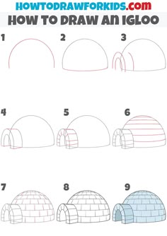 how to draw an igloo step by step instructions for kids and beginners