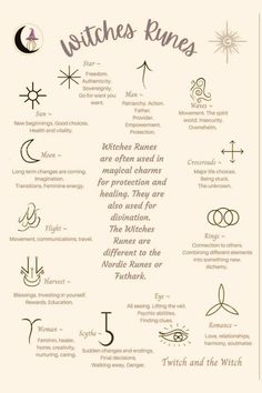 Discover the ancient magic of Witch's Runes! Learn the meaning behind each symbol, perfect for tattoos or witchcraft rituals. Dive deep into their mystical powers and use them to read your future. Embrace the enchanting world of symbols in your spiritual journey. #Witchcraft #Symbols #Tattoo #Meaning #ToRead Runes In Witchcraft, Spell Symbols Witches, Symbols Of Witchcraft, Witchcraft Runes And Meanings, Witch's Runes Meanings, Rune Meanings Symbols, Runes Meaning Witchcraft, Witch’s Runes, Symbols For Protection From Evil